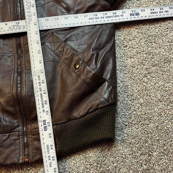 Vintage Esprit by campus military flight style leather bomber jacket 36 small - Picture 7 of 7